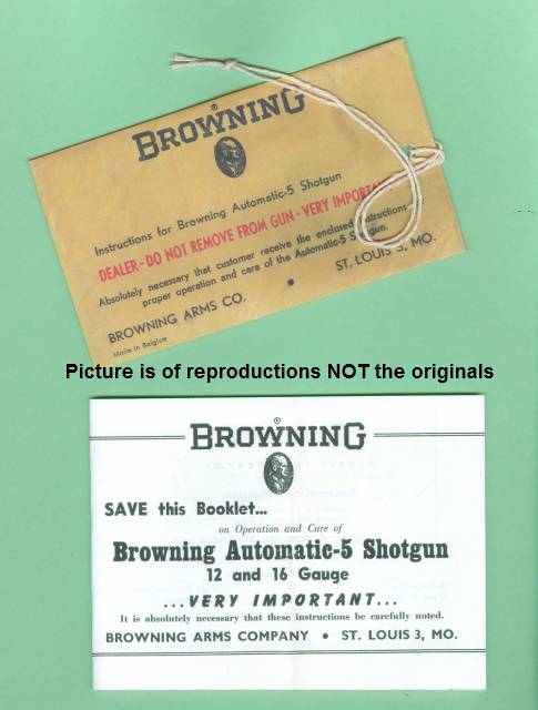 Browning A5 1950’s Factory Instruction Manual Repr-img-0