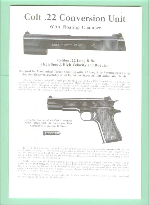 Colt 1911 .22 Conversion 1952 Instr Manual Repro-img-0