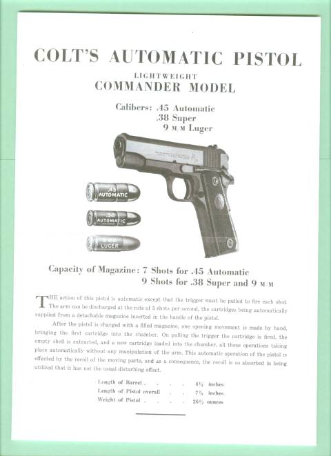 Colt 1911 Light Weight Commander Manual Repro-img-0