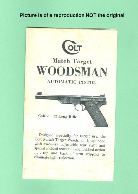 Colt Model Woodsman Series 2 Owners Manual Reproduction 