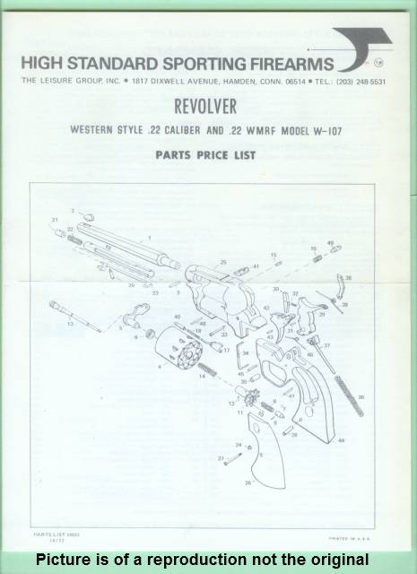 High Standard W-107 Western Revolver Manual Repro.-img-0