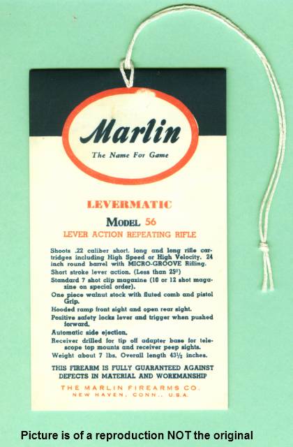 Marlin 56 Levermatic Factory Hang Tag Repro-img-0
