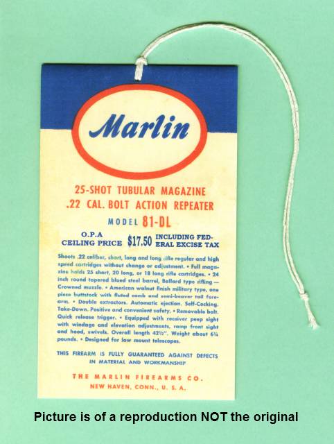 Marlin 81-DL Fac Instr Hang Tag Manual Repro-img-0