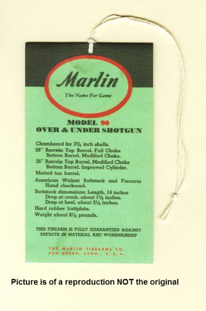 Marlin 90 DT Factory Hang Tag / Manual Repro-img-0