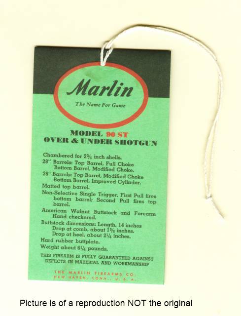 Marlin 90 ST Factory Hang Tag / Manual Repro-img-0