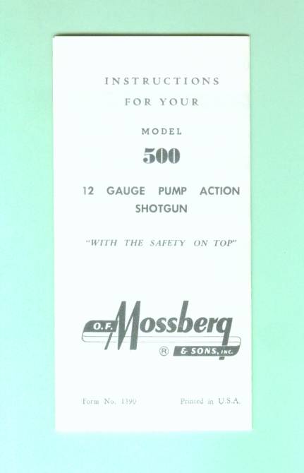 Mossberg 500 Factory Instruction Manual Sheet Repr-img-0