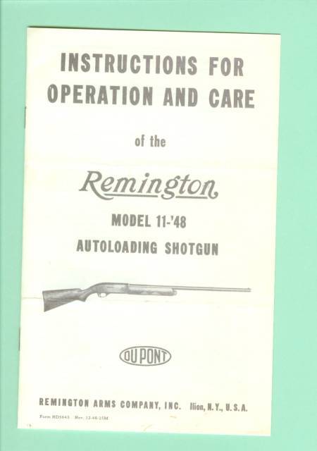 Remington Model 11-48 EARLY Manual Repro-img-0
