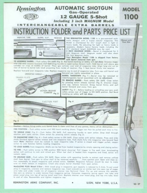 Remington Model 1100 Manual Reproduction-img-0
