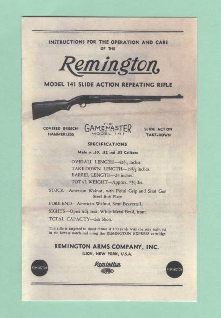 Remington Model 141 Manual Remington Model 141 Manual