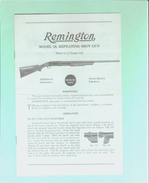 Remington Model 29 Manual reproduction-img-0