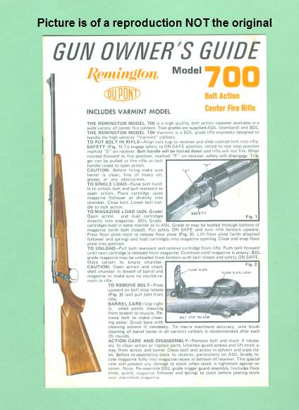 Remington 700 1960's Fac Owners Manual Repr-img-0