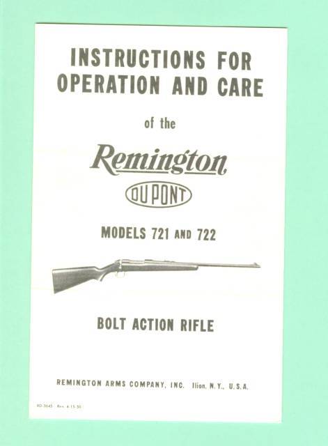 Remington Model 721 & 722 Manual Repro.-img-0