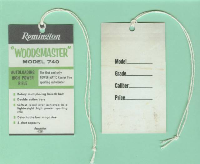 Remington Model 740 Later Hang Tag Reproduction-img-0