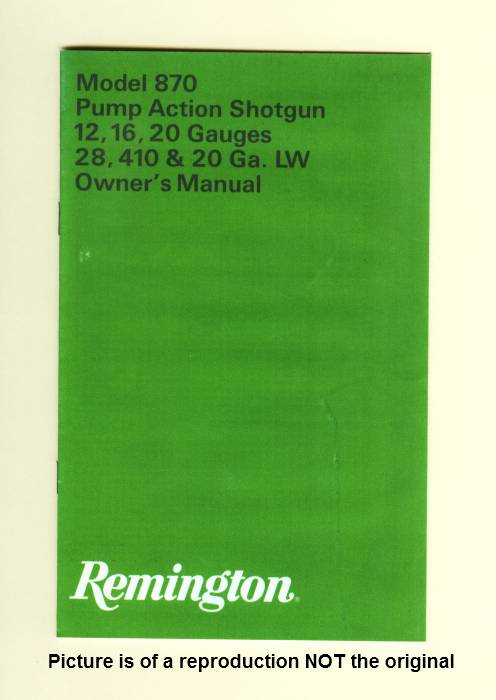 Remington 870 1970’s Instruction Manual Repro-img-0