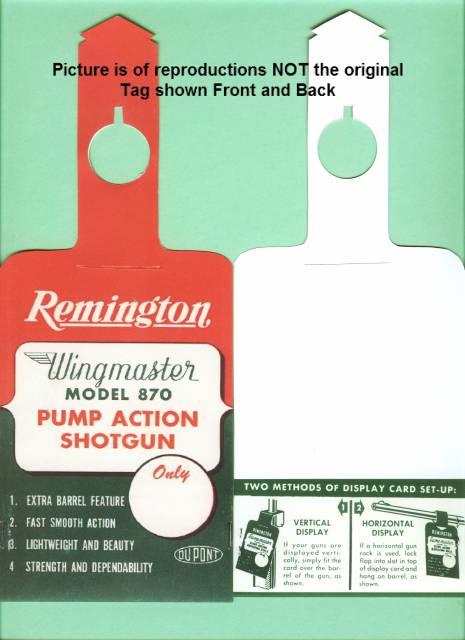 Remington 870 store display hang tag reprodu-img-0