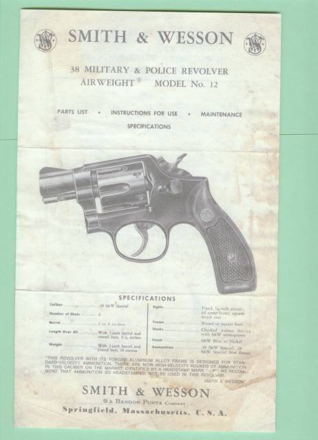 Smith & Wesson 12 .38 Military & Police Manual Rep-img-0