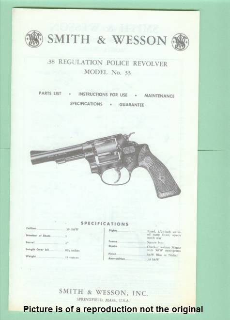 Smith & Wesson 33 .38 Regulation Police Manual Rep-img-0