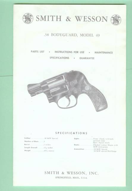 Smith & Wesson 49 .38 Bodyguard Manual Repro-img-0
