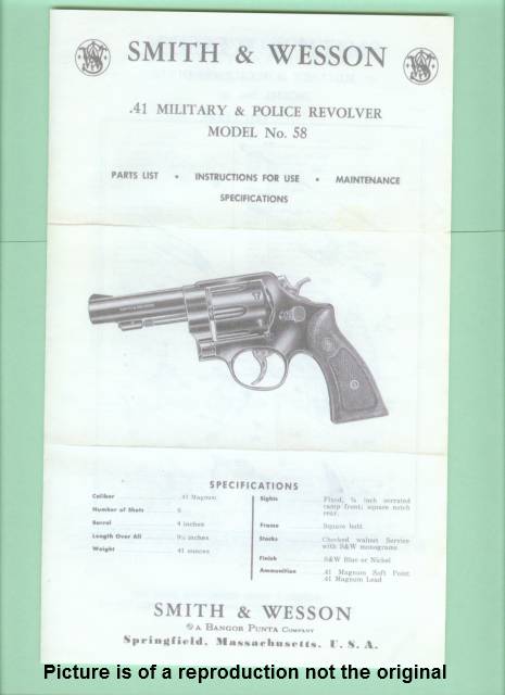 Smith & Wesson 58 Factory Instruction Manual Repro-img-0