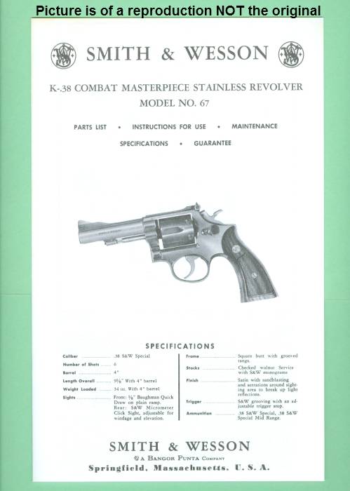 Smith & Wesson Model 67 Fac Instruction Manual Rep-img-0