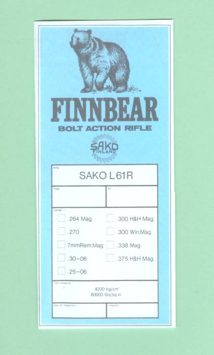 Sako Finnbear L61R Factory Instruction Manual Repr-img-0
