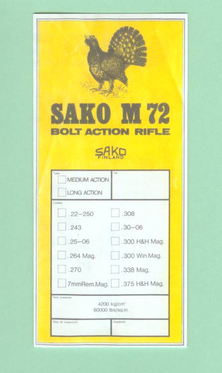 Sako M 72 Factory Instruction Manual Reproduction-img-0
