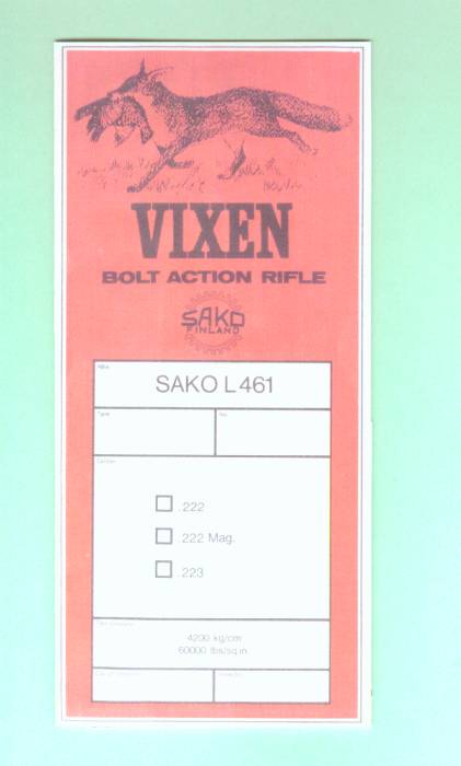 Sako Vixen L461 Factory Instruction Manual Repr-img-0