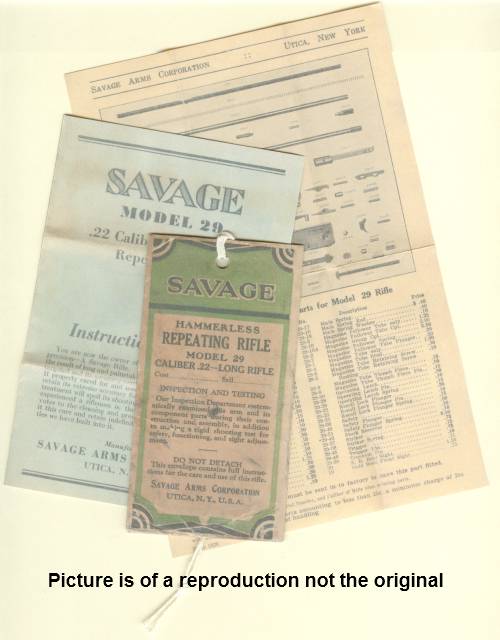 Savage 29 Factory Manual/Hang Tag Repro-img-0