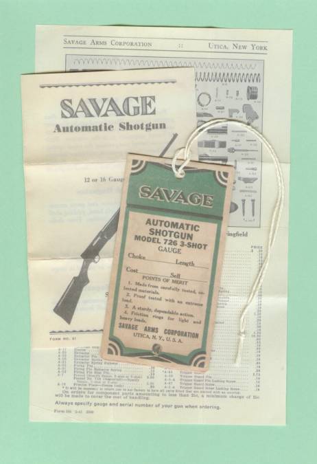 Savage 726 Instruction Manual & Hang Tag Repro-img-0
