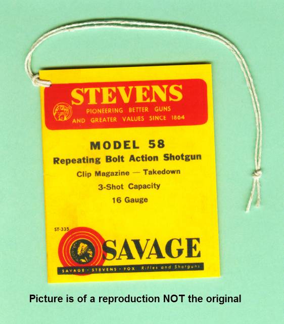 Stevens 58 16 ga Fac Instruction Manual / Hang Rep-img-0