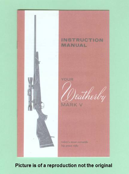 Weatherby Mark V Older Factory Instr Manual Reprod-img-0