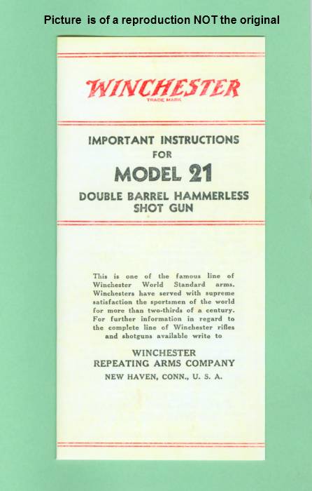 Winchester Model 21 Early Owners Manual Repro-img-0