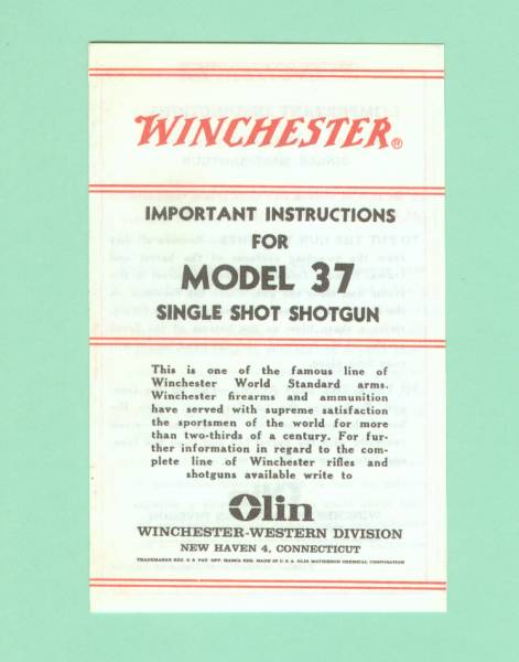 Winchester Model 37 Factory Manual Reproduction-img-0