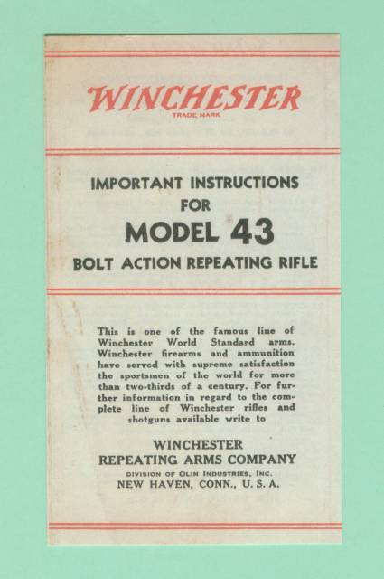Winchester Model 43 Manual Reproduction-img-0