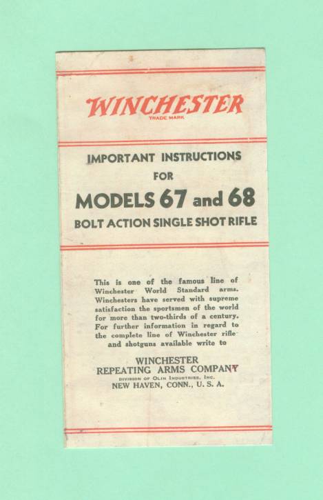 Winchester Models 67 & 68 Instructions Manual Repr-img-0