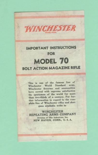 Winchester Model 70 Early Manual Reproduction-img-0